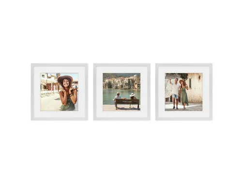 PHOTOLINI Bilderrahmen 3er Set 3D-Rahmen mit Passepartout 40x40 cm - Einzelrahmen-Set aus stabilem MDF, ideal zum kreativen Gestalten mit Erinnerungsstücken. Inklusive Schrägschnitt-Passepartout für optimale Fokussierung auf Ihr Motiv.