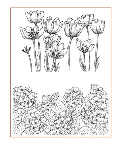 arriettycraft Craft Schöne Orchideen-Hintergrund, Hortensien, Blumen, Hintergrund, transparente Stempel für Kartenherstellung, Dekoration und DIY Scrapbooking