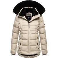 NAVAHOO Lissandra Damen Winterjacke, grau (taupe), Gr. S (36) - Funktionsjacken mit hochwertigem Steppdesign, ideal für kühle Tage und bietet durch den Kunstfellkragen zusätzlichen Komfort und Stil.