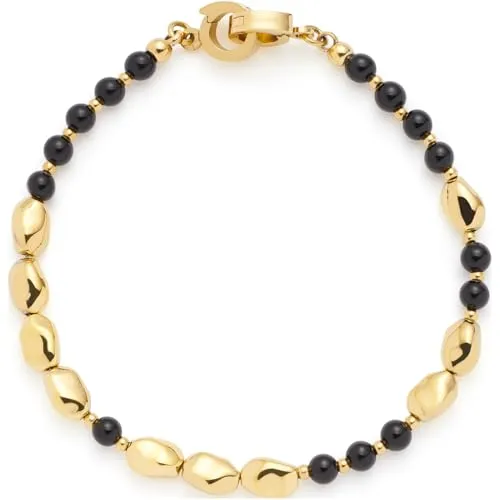 JEWELS BY LEONARDO Armband Clip & Mix Dorina - Elegantes Damenarmband aus goldfarbenem Edelstahl mit Nugget- und Glasperlen, ideal für individuelle Schmuckkombinationen dank Clip & Mix System, allergikerfreundlich und langlebig.