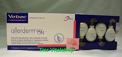 Virbac Allerderm Spot-on für kleine Hunde und Katzen (bis 10 kg) - 6 Pipetten - Zeckenmittel & Flohmittel für Haustiere, effektiver Schutz vor Parasiten und Hautirritationen für kleine Tiere.