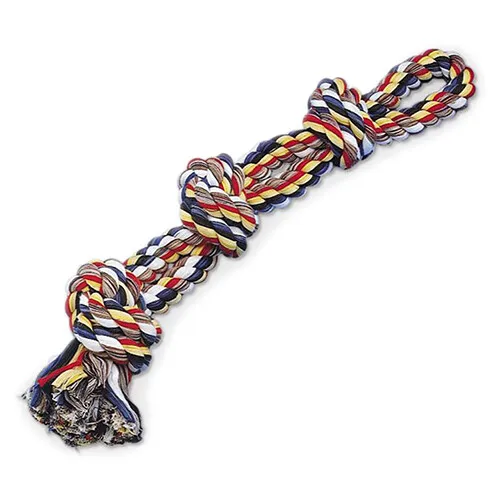 Nobby Spielseil bunt 60 cm doppelt 3 Knoten Zahnpflege Hundespielzeug