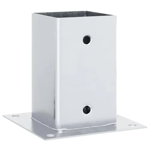 vidaXL Pfostenträger Quadratisch 4Stk. Silber 91x91mm - Stütze aus feuerverzinktem Stahl, stabil und korrosionsbeständig, ideal für Pavillonpfosten, Zaunpfosten und mehr!