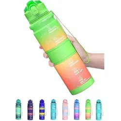 Trinkflasche Kinder Auslaufsicher Tritan 500 ml Grün-gelb-orange