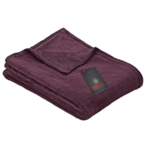 Ibena Kuscheldecke Olbia 130x180 cm - flauschig, warm & waschbar, fleecedecke lila einfarbig