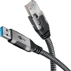 Goobay Ethernet-Kabel USB-A auf RJ45, 3 m – Schnelle CAT6 Verbindung - Multimedia, Netzwerk, Netzwerkkabel – Ideal für stabile Internetverbindungen mit hoher Geschwindigkeit und geringer Störanfälligkeit dank F/UTP Shielding.