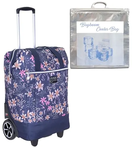 Punta Big Wheel Einkaufsroller Einkaufswagen Shopping Trolley Einkaufstrolley Trolly 10303 + Thermotasche (Wildflowers Lila 3000)