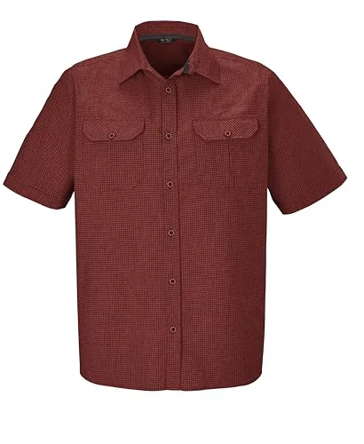 killtec Herren Funktionshemd/Hemd Kurzarm/Outdoorhemd KOS 47 MN WVN SHRT, Ziegelrot, M, 42843-000