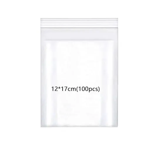 huruirui 12x17cm Druckverschlussbeutel,100Stück zip beutel Wiederverschließbare Durchsichtige Plastikbeutel Klein Verschlussbeutel Zipper Beutel Set Kleine Wasserdichter 100μm