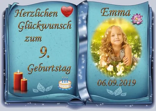 Tortenaufleger Fototorte Tortenbild zum Geburtstag Buchform DIN A4 G26 (Zuckerpapier)