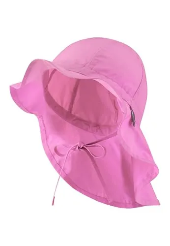 Sterntaler Sonnenhut - Mädchen Sommerhut - UV-Schutz 50+ Mütze mit breiter Krempe und Größenregulierung - Nackenschutz - Bindebänder - Baby Kinder Kopfbedeckung aus Popeline (Bio) - perlrosa,Größe 45