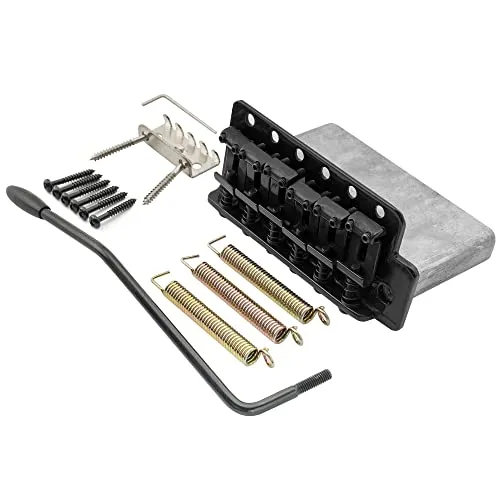 Musiclily Pro 56,5mm Vintage Tremolo Stahl Saitenreiter für Vintage Fender American Strat Style E-Gitarre, Schwarz