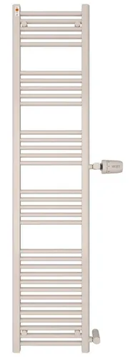 MERT Badheizkörper - Austausch mit flexibler Seitenanschluss-Option - Heizkörper für Bad und Küche, wandmontierbar, in elegantem Weiß RAL 9016, geeignet für Warmwasser- und Elektrobetrieb, ideal für individuelle Installation.
