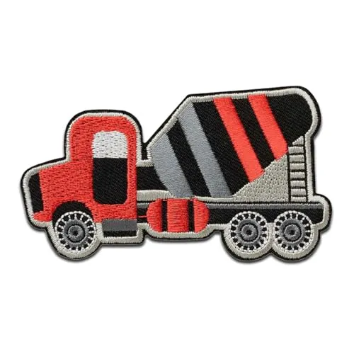 Betonmischer rot - Aufnäher, Bügelbild, Aufbügler, Applikationen, Patches, Flicken, zum aufbügeln, Größe: 5 x 8,9 cm