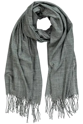 Ulla Popken Damen Schal Melange Scharf, anthrazit, Einheitsgröße - Schals für Damen, fein meliert mit langen Fransen und Wollanteil für angenehme Wärme und Weichheit.