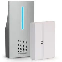 Heidemann Türklingel Funkklingel Komplett-Set 70836 HX Connect - Silberfarben, reagiert auf akustische Einflüsse und ideal für laute Umgebungen