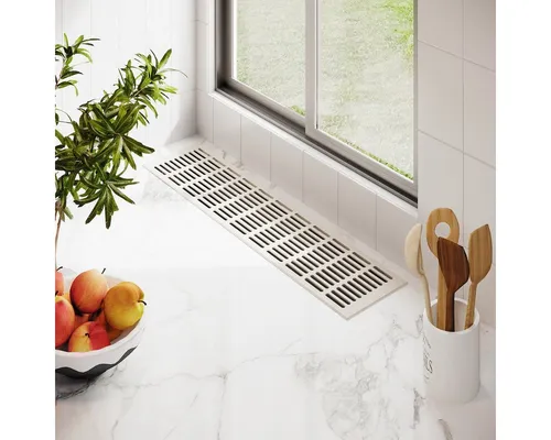 MS Beschläge Lüftungsgitter Alu Stegblech 130mm Weiß RAL9010 Ab- Zuluftgitter