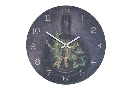 Levandeo® Wanduhr Holz 30x30cm – Kräuter Küchenuhr - Wanduhren aus echtem Birkenholz, 30x30cm, mit einzigartiger Holzmaserung und Quarzuhrwerk – ideal für eine stilvolle Küchendekoration.