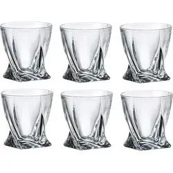 6er-Set Gläser 340 ml Quadro Bohemia - Hochwertiges Kristallglas - Elegantes 6er-Set Quadro Gläser aus Kristallglas mit 340 ml Fassungsvermögen, ideal für Whisky und besondere Anlässe. Perfekt als Geschenk für Whiskykenner und für Partys.