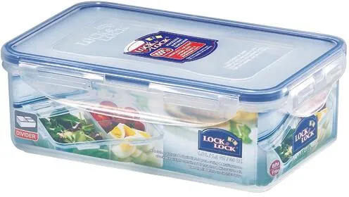 LocknLock Frischhaltedose HPL817C, 1 Liter mit 3 Innenboxen - Frischhaltedose aus BPA-freiem Kunststoff, luftdicht und 100% auslaufsicher. Ideal für den Transport und die Lagerung von Lebensmitteln, spülmaschinenfest und mikrowellengeeignet.