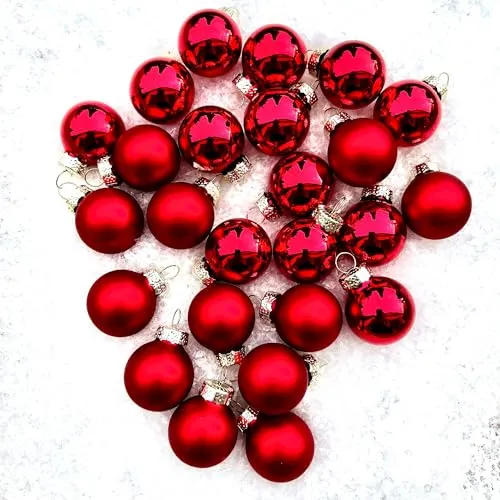 Kleine Baumkugeln aus Glas Ø 2 cm/2,5 cm/3 cm - Christbaumkugeln Baumschmuck Christbaumschmuck Weihnachtsbaumschmuck Weihnachtsbaumkugeln (Rot/Box, 25 mm (24 Stück))