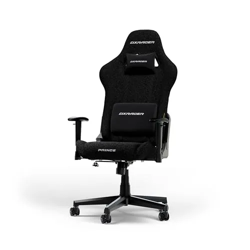 DXRacer PRINCE L Schwarz Stoff - Ergonomischer Gaming-Stuhl - Bürostühle mit hochwertiger Kaltschaumpolsterung und klassischer Steuereinheit für optimalen Komfort während langer Gaming-Sessions. Maximal belastbar bis 150 kg.
