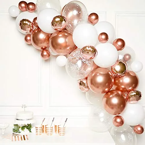 PARTYDEKO Luftballon Girlande Rose Gold - 66 Stück - Ballons für jeden Anlass, ideal für Karneval, Fasching und Mottopartys, in elegantem Rose Gold für einen festlichen Look.