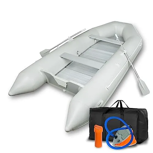 EBERTH Schlauchboot 4,60m für 8 Personen - Robustes Paddelboot aus PVC mit Aluboden, ideal für bis zu 1100 kg Traglast. Perfekt für sichere Ausflüge auf Seen und Flüssen, inklusive Reparaturset und Tragetasche.