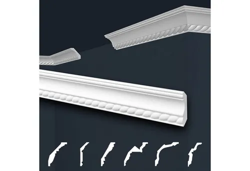 marbet design Stuckleiste B-01, 2 Meter, Deckenleisten Sparpaket aus Styropor EPS - Stuckleisten gemustert, leicht im traditionellen Design - 1 Stück / 2 Meter