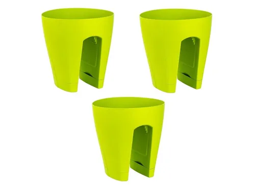 Engelland Blumentopf Geländertopf mit Wasserauffangschalen (Vorteils-Set, 3 St., Fassungsvermögen 9 Liter je Topf), UV-beständig, wetterfest, frostbeständig, ideal für Geländer/Zäune