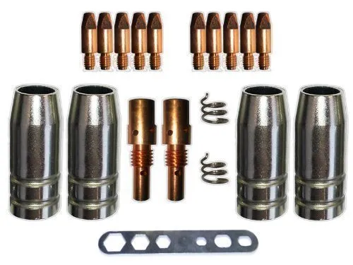 Verschleissteile Set MB25 Gasdüsen, Düsenstöcke, Stromdüsen MIG/MAG 0,8mm Stromdüse Düsenträger für MB 25, SB 25, TBI250, Tops 250, Ergoplus 25 Ergoplus 250 Brenner und viele andere