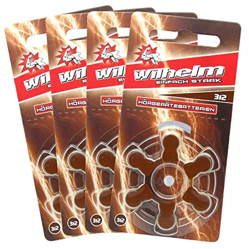 WILHELM Hörgerätebatterien Typ 312 braun Hörgerätbatterie PR41 ZL3 1,4/1,45 V 24 x