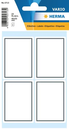 HERMA Buchetiketten graue Randgestaltung 40 x 55 mm 6 Blatt à 4 Etiketten