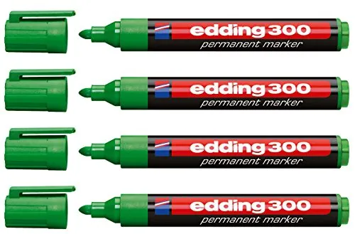 edding 4er Set Permanentmarker 300, nachfüllbar, 1,5-3 mm [ Grün ]