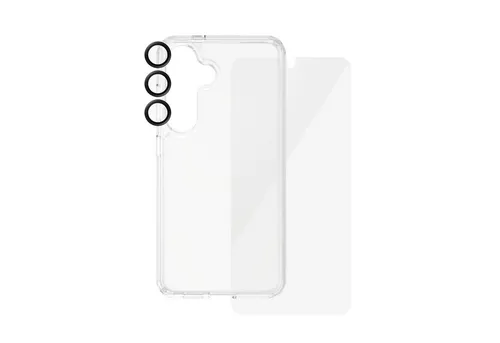 PanzerGlass™ 360-Grad 3-in-1 Schutzpaket für Samsung Galaxy S24 - Schutzfolien für Handys mit 360-Grad-Schutz: Umfassender Schutz durch D3O HardCase, Bildschirmschutz und Kameraobjektivschutz, nachhaltig aus 100% recyceltem Kunststoff.