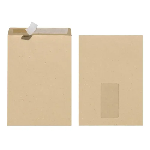 herlitz Versandtasche DIN C5 mit Fenster haftklebend braun 10 Versandtaschen