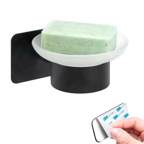 bremermann Bad-Serie PIAZZA BLACK TAPE - Seifenschale Glas & Edelstahl, schwarz