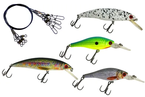 Hecht Wobbler Hardbait Kunstköder | 4er Minnow Set | 2 x 10cm + 2 x 6cm | Owner