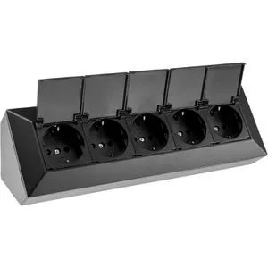 ChiliTec Tischsteckdose 23943, ohne Zuleitung, 5x Schutzkontakt, in schwarz