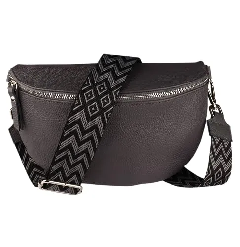 MIRROSI® Bauchtasche Damen aus Echtleder in grau von MIRROSI