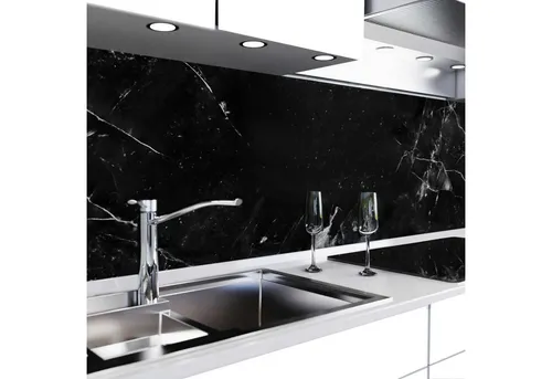 danario Küchenrückwand selbstklebend - Marmor Schwarz - Küchenrückwand aus robuster PET-Folie, hitzebeständig und kratzfest. Ideal für eine stilvolle und pflegeleichte Küchengestaltung.