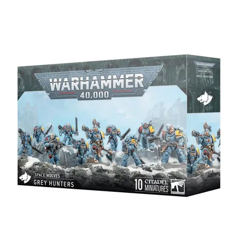 Warhammer 40.000 - Space Wolves Grey Hunters Miniaturen - Tabletop Spiele: Baue deine eigene Truppe von 10 Graumähnen der Space Wolves mit diesem Set, das alle Teile und Bases enthält – perfekt für Warhammer 40k Enthusiasten!
