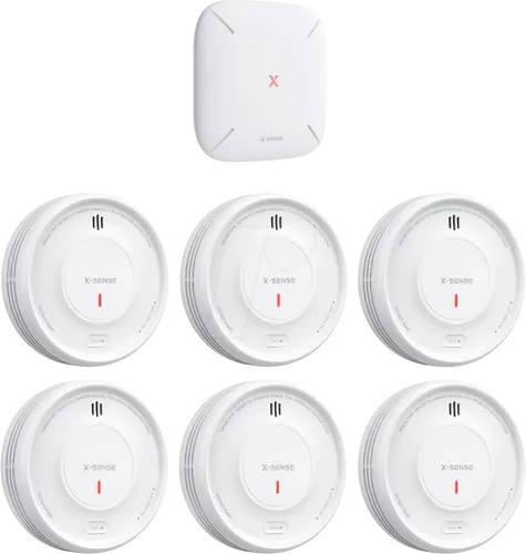 X-SENSE XS0D-MR61 Rauchmelder-Set mit Basisstation SBS50 - Intelligentes Rauchwarnsystem mit 6 vernetzten Rauchmeldern und zentraler Steuerung. Echtzeit-Benachrichtigungen und hohe Funkreichweite für umfassenden Brandschutz in Wohnräumen und Büros.