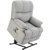 HOMCOM Sessel mit Aufstehhilfe Polyester Mehrschichtenplatte Stahl Grau