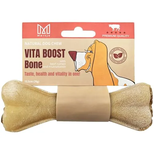 MERSJO VITA Boost Bone, Funktionaler Kauknochen, Hundeleckerli mit Rinderpansen & Vitaminen – 13,5 cm, 70 g – Gesunder Kausnack für Hunde zur Unterstützung von Immunsystem & Vitalität, 100% Natur