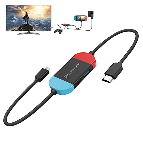 Switch 1 TV Dock für Nintendo Switch 1 Inklusive OLED, Portable Reise Docking Station Ersatz mit HDMI und USB 3.0 Port, TV Kabel (Multicolor)