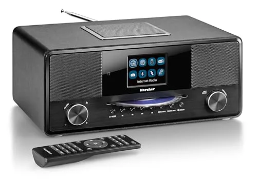Karcher DAB 9000CDi Internetradio mit CD-Player - Radios: Elegantes Internetradio mit DAB+, UKW, WLAN & Bluetooth für bis zu 10.000 Sender, integrierter Subwoofer und praktischer Radiowecker mit Dual-Alarm.