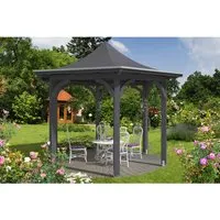 Pavillon SKAN HOLZ Versailles - 418 cm schiefergrau - Eleganter 6-eckiger Pavillon aus hochwertigem Holz, ideal für Gartenpartys und entspannte Stunden im Freien. Mit einem Durchmesser von 418 cm bietet er ausreichend Platz für Ihre Gäste.