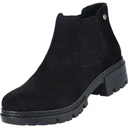 Rieker Damen Chelsea Boots 76884 - Wanderschuhe: Bequeme und stylische Chelsea Boots für Damen, ideal für den Übergang mit flachem Blockabsatz und robustem Textilmaterial.