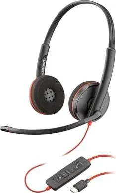 Poly Blackwire 3220 - Kabelgebundenes Headset mit Rauschunterdrückung - Headset mit aktiver Rauschunterdrückung, ideal für konzentriertes Arbeiten. USB-C-Anschluss, UC-zertifiziert und perfekt für Skype, Avaya und Cisco.
